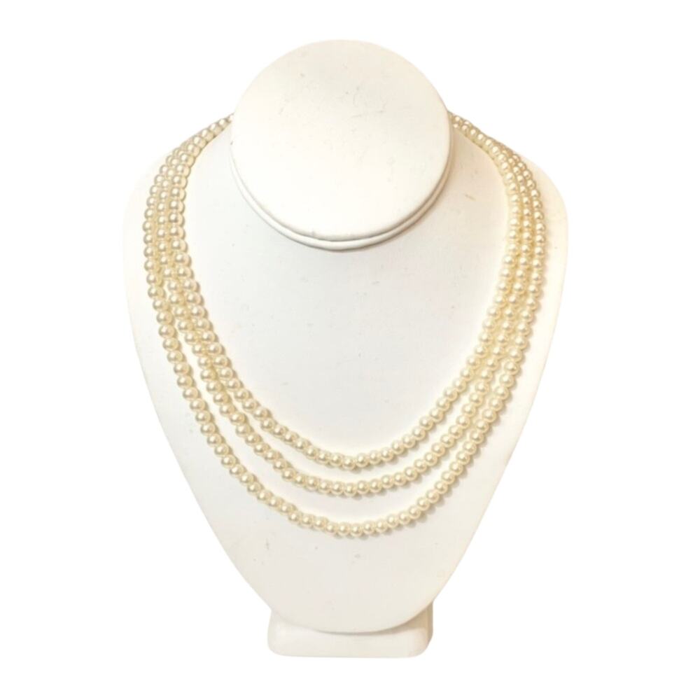 Faux pearls • one long strand pearl necklace costume jewelry 30” EUC OBO